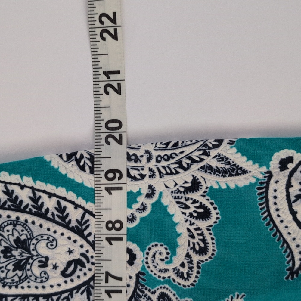 Sandra Darren Teal and Navy Paisley Long Sleeve Dress - Picture 8 of 9